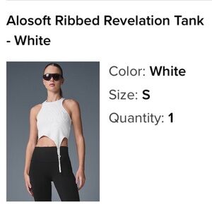 ALO Yoga White Ribbed Revelation Tank Top size S